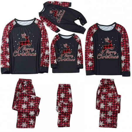 

Christmas Pajamas for Family Family Christmas Pajamas Matching Sets 2022 Cute Elk Reindeer Print Red Plaid Xmas Pjs