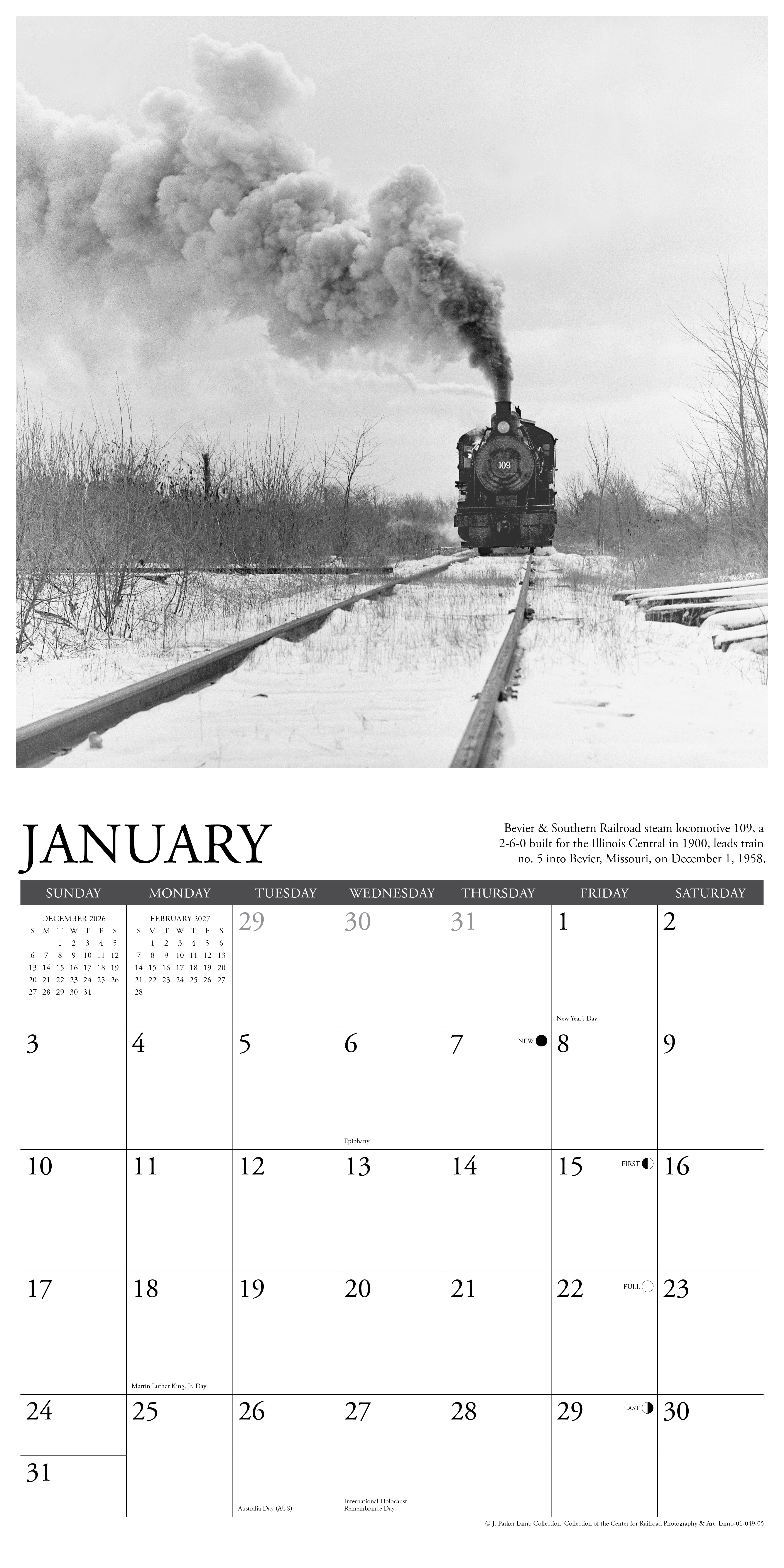 Willow Creek Press, Classic Trains 2027 Wall Calendar