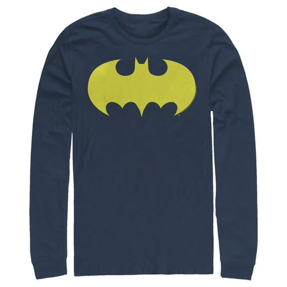 Men's Batman Logo Classic Wing Long Sleeve Shirt Navy Blue X Large