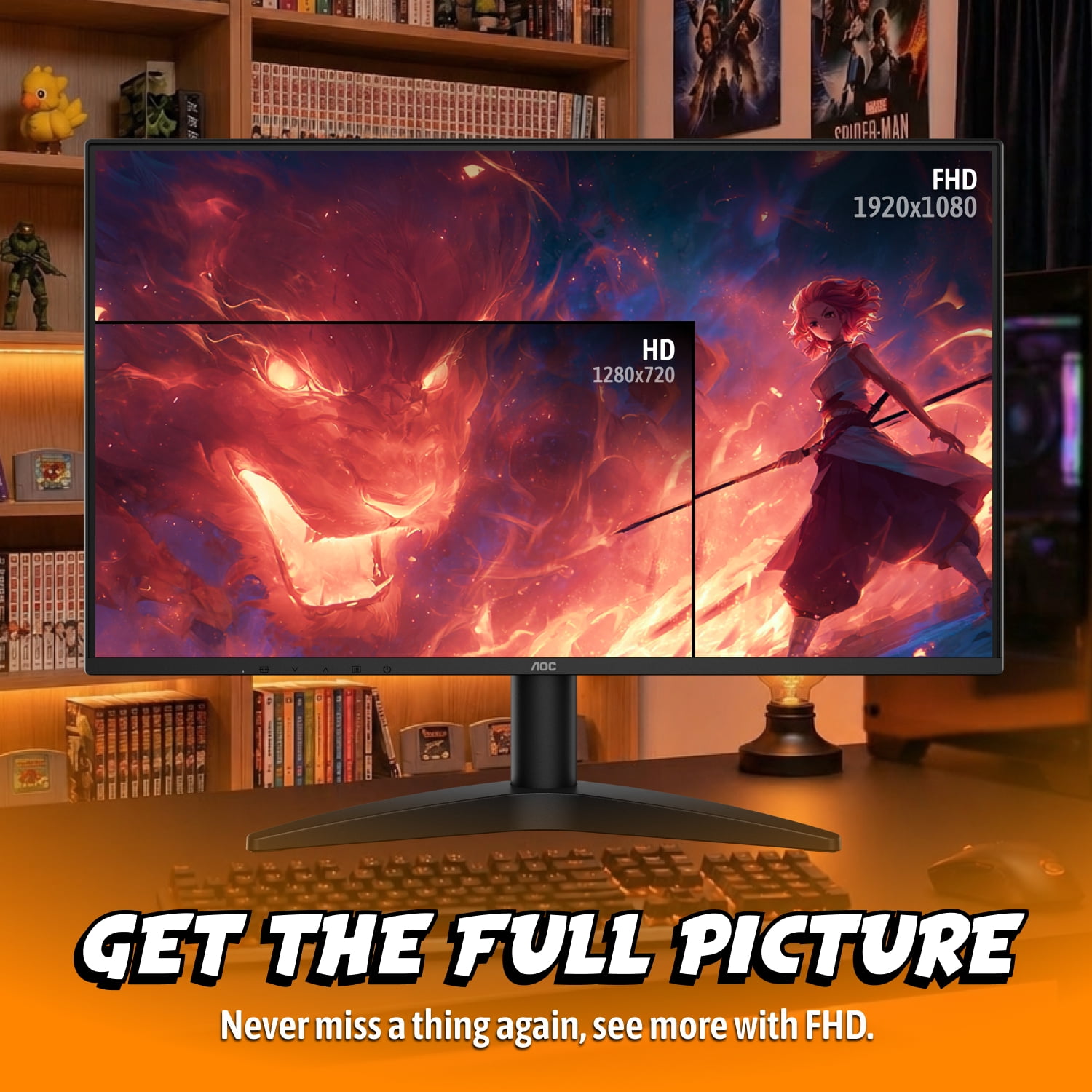 AOC G27MC36N 27" Gaming Monitor FHD 180Hz Monitor HDMI & DP Port - BLACK