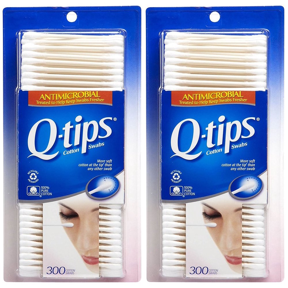Qtips Antimicrobial Cotton Swabs 300 Each (Pack of 2)