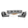 thumbnail image 3 of Modway Stance 9 Piece Aluminum Outdoor Patio Aluminum Sectional Sofa Set in White Gray, 3 of 10