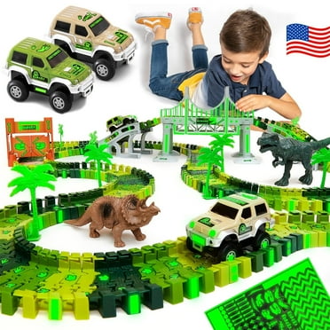 JitteryGit Dinosaur Racing Track Slot Car Learning Toys Gifts For Boys Kids