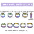 thumbnail image 3 of 18pcs 9 Sizes Rainbow Frosting Grooved Finger Rings Narrow Grooved Shiny Blank Ring Stainless Steel Round Blank Core Ring for Inlay Handmade Ring Jewelry Making Gift colorful, 3 of 6