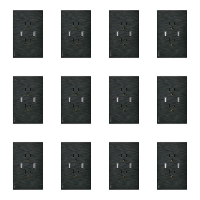 Placa Con 2 Contactos Y 2 Entradas USB Lucek FlatPack 12 negro