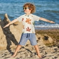 thumbnail image 3 of FORMRS Boys Rash Guard with Short Sleeves UPF 50+ Swim Shirts Sizes 3-12T, Brown Autumn Leaves, 3 of 6