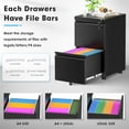 thumbnail image 5 of Pataku 2 Drawer File Cabinet, Small File Cabinets with Lock, Metal Rolling Filing Cabinet with 2 Drawer, Filing Cabinets for Home Office Fit A4/Letter/Legal, Easy Assembled, Black, 5 of 7