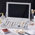 thumbnail image 6 of 20 Hooks Necklace Organizer Tray Necklace Storage Box with Clear Glass Lid Stackable Necklace Jewelry Holder Organizer Velvet Display Showcase Tray for Necklaces Chains Bracelets Grey, 6 of 6