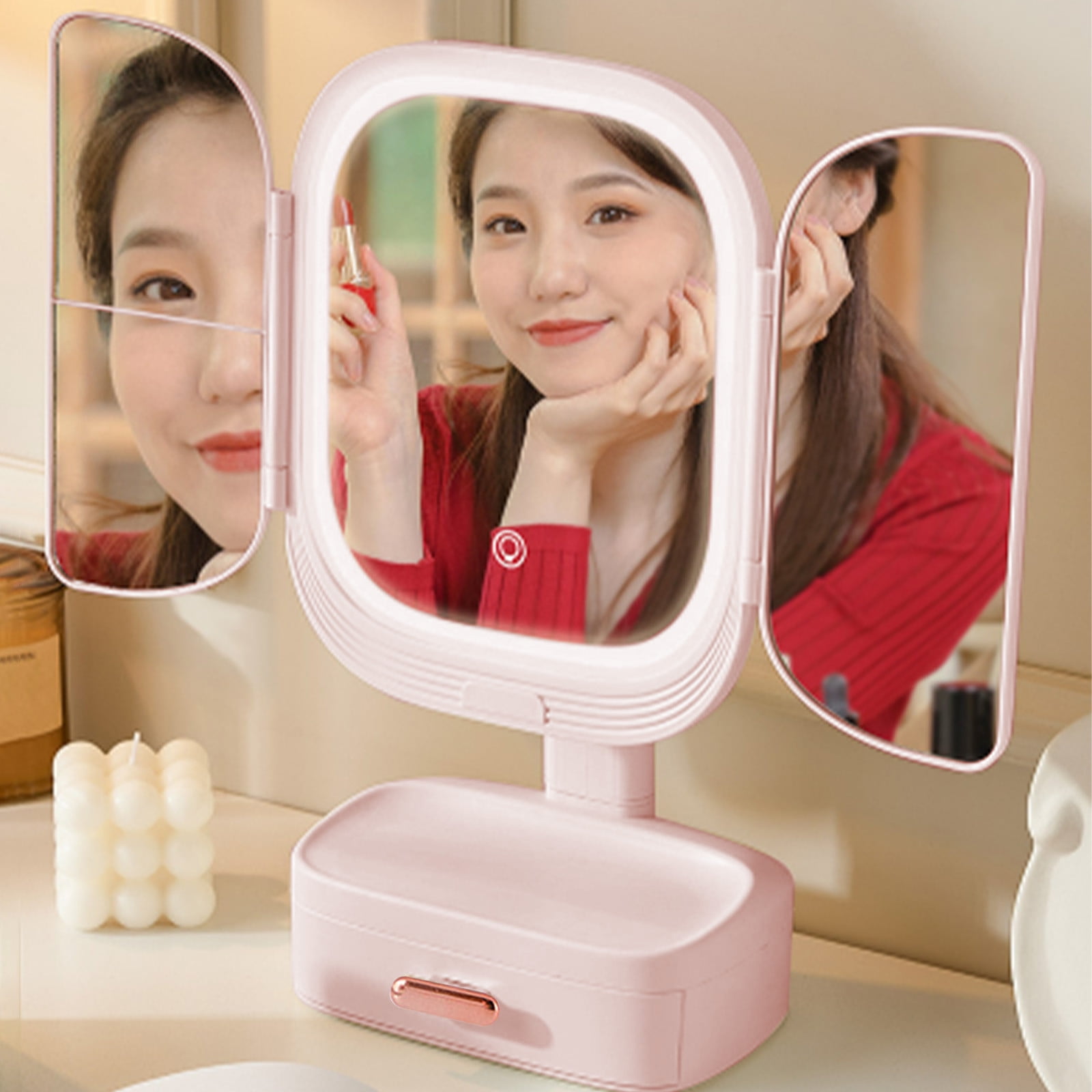 XYAIYT Rotatable Led Makeup Mirror with Lights Portable Folding