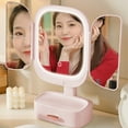 thumbnail image 6 of Hovmgk LED Makeup Mirror with Lights, Rotatable Desktop Mirror for Bedroom, Multifunctional Beauty Mirror with Storage for Cosmetics, Portable & Elegant Design, Beige/Pink/White, 6 of 6