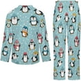 thumbnail image 5 of Top-kevin Women Long Sleeve Pajama Set Comfy Pjs Sets Penguin Winter Hats Scarves Snow 2 Piece Lounge Set, 5 of 12
