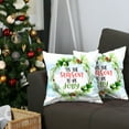 thumbnail image 3 of Decorative Christmas Themed Throw Pillow Cover Set of 2 Square 18" x 18" White & Green for Couch, Bedding, 3 of 5