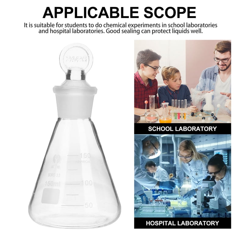 Conical Flask 150ml Erlenmeyer Flask With Stopper - Laboratory ...