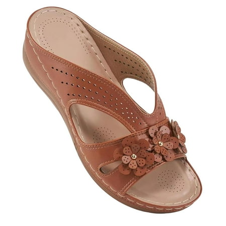 Sandals for Women Wedge Shoes: Slip On Dressy Summer Comfortable Slides Sandals Lightweight Memory Foam Platform Shoes