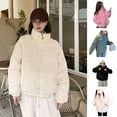 thumbnail image 2 of comerut Women's Winter Jacket Corduroy Puffer Short Down Jacket Warm Quilted Cotton Coat Stand Collar Outerwear for Daily Life Work School, 2 of 8