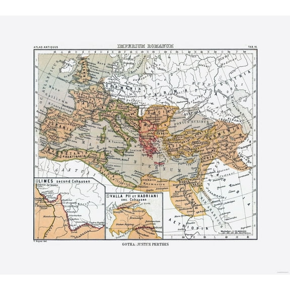 Historic Map - Europe Roman Empire - Perthes 1896 - 25.77 x 23 - Vintage Wall Art