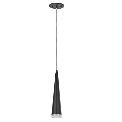 Aspen Creative 61022 Adjustable LED 1 Light Hanging Mini Pendant Ceiling Light, Contemporary Design in Matte Black Finish, Metal Shade, 4 3/4" Wide