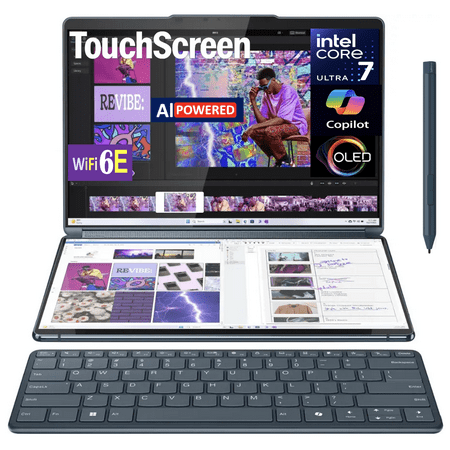 Lenovo Yoga Book 9i 2-in-1 AI PC 2-in-1 Laptop 13.3in Touchscreen OLED 2.8K Display (Intel Core Ultra 7 155U, 16GB LPDDR5X, 1TB SSD, Active Pen, 3 Thunderbolt 4, WiFi 6E, Webcam, Win 11 Pro)