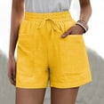 thumbnail image 2 of Plus Size Shorts Ladies Drawstring Elastic Waist Comfy With Pockets Casual Shorts Women Shorts Yellow XXXXXL, 2 of 6