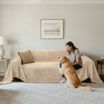 Sanmadrola Chenille Couch Cover Reversible Sofa Slipcover for 2-3 Cushion Sectional Couch, Machine Washable Soft Furniture Protector with Tassels, Futon Covers Throw Cover for Dogs Cats, 71" x 150"