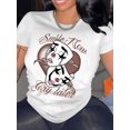 thumbnail image 1 of Short Sleeve Clown Mask T-shirt, Crew Neck Casual Top for Summer & Spring, Women's Clothing, 1 of 6