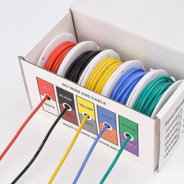 2023 - Kit de cables de conexión eléctrica de silicona flexible, alambre de cobre estañado calibre 18, alambre trenzado de 18 Awg