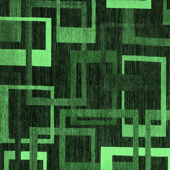 Ahgly Company Indoor Square Oriental Emerald Green Modern Area Rugs, 6' Square