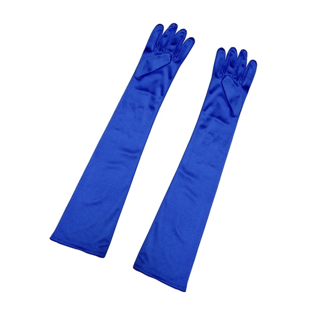 Guantes largos Allegra K de los años 20 para mujer Azul real One Size