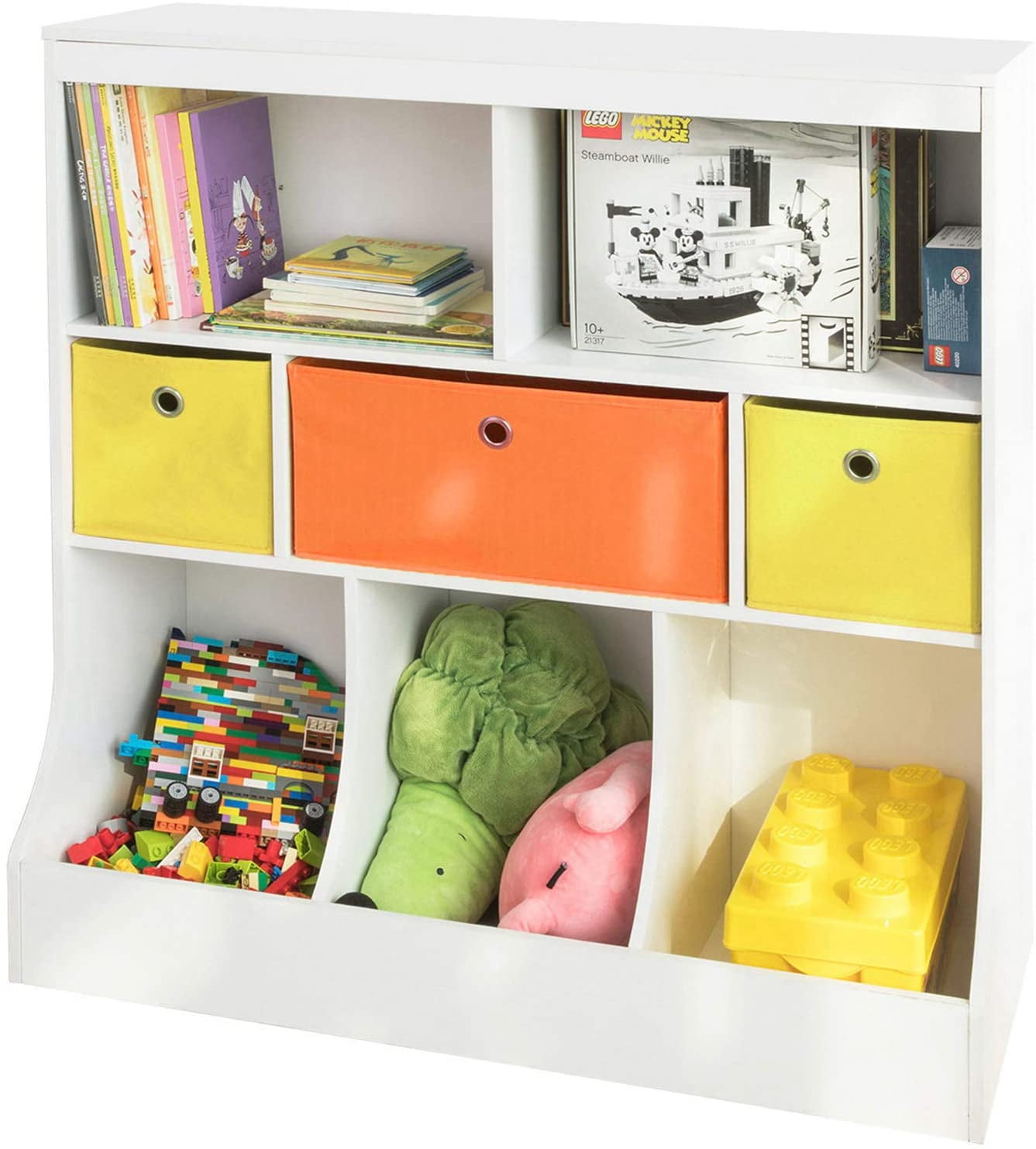 SoBuy KMB26W,Children Kids Bookcase Book Shelf, Toy Storage Unit