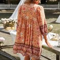 thumbnail image 4 of Vestido casual para mujer,Vestido floral para mujer Vestido floral con cuello en V 3/4 Vestido de playa para mujer Rendimiento lleno de energía, 4 of 6