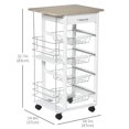 thumbnail image 3 of HOMCOM Kitchen Cart with 4 Basket Drawers, Utility Storage Cart, 3 of 10