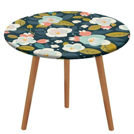

ZHANGS Playful Gardenia Patch 879 Round Table Cover Stain-Resistant Fitted Tablecloth Oil-Proof Wipeable Elastic Table Cover Waterproof Table Cloth for Halloween Thanksgiving Christmas