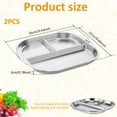 thumbnail image 2 of NUAHRHY 2 Pcs Assiettes Divisées en Acier Inoxydable 3 Compartiments Assiette à Collation en Acier Inoxydable Réutilisable Assiettes à Dîner Divisées Lavables au Lave-Vaisselle Assiettes à Portion Divisée Assiette de Repas pour Adultes, 2 of 7