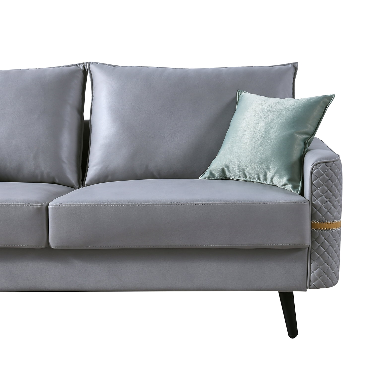 Kadyn 72 inch Mid-Century Modern Couch, Tufted Love Seat with 2 Pillows, Futon Sofa Bed for Bedroom, Light Grey