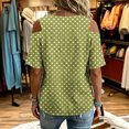 thumbnail image 4 of Neewe Women's 2026 Spring Summer Polk Dot V Neck Short Sleeve Pullover Blouse Off Shoulder T-Shirts, 4 of 6