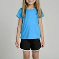 thumbnail image 2 of Hessimy Girls Summer Outfits 2Pcs Kids Clothes Girls Tops T-Shirts and Casual Short Sets,Kid Short Set(Sky Blue,7-8 Years), 2 of 7