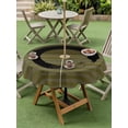 thumbnail image 4 of Outdoor Tablecloth with Umbrella Hole for Patio/Picnic/Party/Camping, Olive Green Striped Waterproof Table Cloth Round Cover Washable, Black Geometric Vintage Stripes Ombre (Dia 60"), 4 of 8