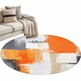thumbnail image 2 of Burnt Orange Grey Round Area Rug 4 FT, Non Slip Indoor Outdoor Rug, Abstract Geometric Oil Painting Modern Washable Soft Circular Carpet Non-Shedding Floor Mat for Coffee Table Nursery Foyer Balcony, 2 of 8