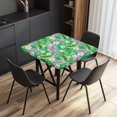 thumbnail image 2 of FKELYI Green Palm Leaf Frangipani Flower Print Square Tablecloth Elastic Table Cover for Outdoor Picnic Washable Dustproof Table Protector Kitchen Accessories, 36x36 inch, 2 of 6