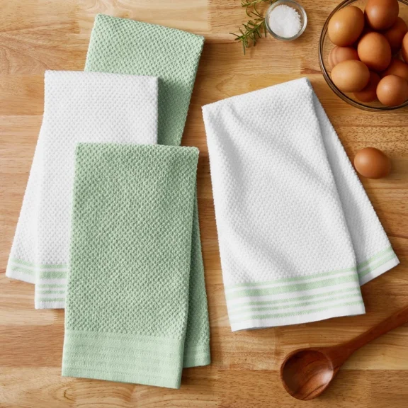 4-Pack 16”X26” Woven Kitchen Towel Set, Sage