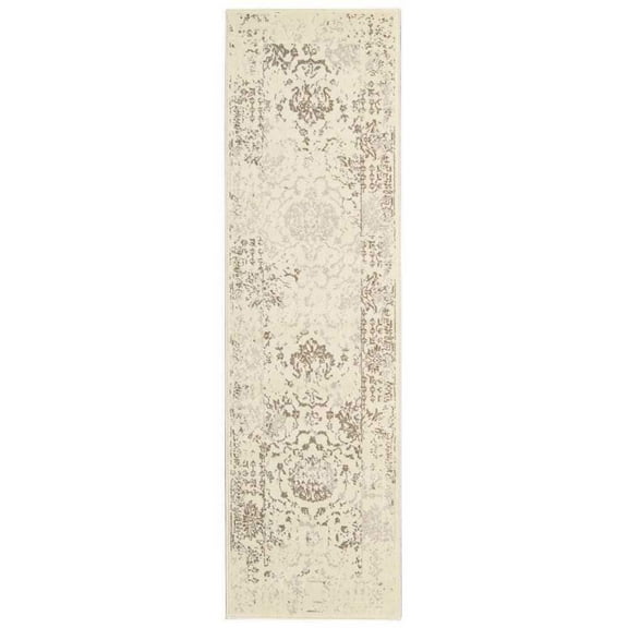 Nourison Ma05 Glistening Nights MA510 Area Rug Ivory 2' 2" x 7' 6" 8' Runner Indoor,Runner Living Room,Bedroom White Rectangle,Runner