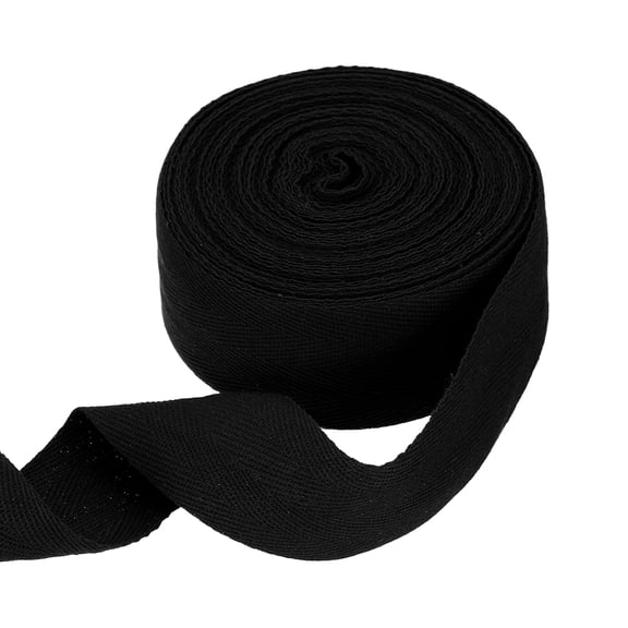 Uxcell Cotton Twill Tape Ribbon 1-5/8" 11 Yard Herringbone Webbing Tape, Black