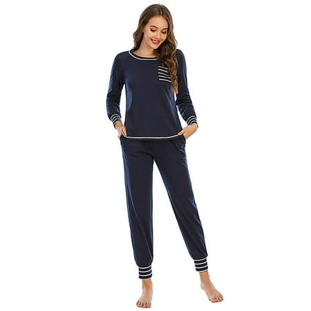 

Women’s Pajamas Long Sleeve Sleepwear with Long Pants Soft Loungewear Pj Set S-2XL