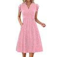 thumbnail image 4 of Fantaslook Summer Dresses for Women Ruffle Sleeve V Neck Midi Dresses Fashion Casual Flowy Vacation Sundress, 4 of 9