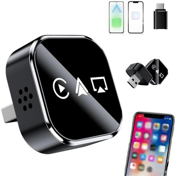 Wireless Carplay Mirror Link Adapter, 2026 Upgrade 3 in 1auto Adapter with 2.4/5ghz WiFi and Bluetooth 5.0, Instant Wired to Wireless Conversion Plug & Play for Wired Carplay, Airplay(#1,1pc)