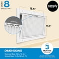 thumbnail image 2 of Simply Filters 15.5x18.5x1 MERV 8, MPR 600, AC Furnace HVAC Air Filter (12 Pack), 2 of 8