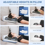 Elviros CPAP Pillow for Sleeping, Adjustable Height Neck Support Pillow with Memory Foam for CPAP Users with Sleep Apnea, Suitable for Side and Back Sleepers