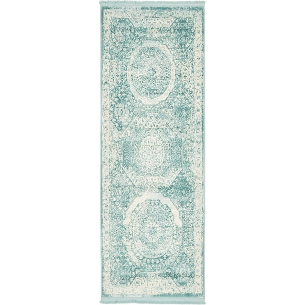 Contemporary Classique Collection Area Rug In Seaglass Color And Rectangle Round Runner Shape Walmart Com Walmart Com