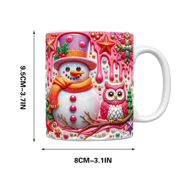 Rkstn Mug Lettering Christmas Mug Inflated Snowman Mug, Santa Mug Press Puffy 15oz 11oz Coffe