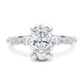 thumbnail image 2 of Este Origin 2.2ct Oval Diamond with Round and Pear Side Stones Trilogy Moissanite Engagement Ring in 14K White Gold US 4.5., 2 of 7